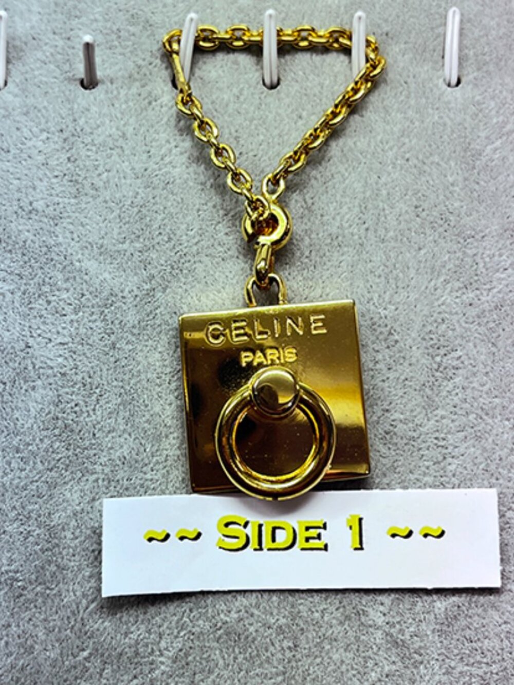 Pre-Loved Celine Paris Gold-Tone Bag Charm Keychain - Square